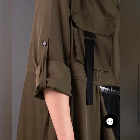 Kate Hewko Long Layering Cargo Vest Trenchcoat - Lightweight w/ Drawstring Waist - Picture 3 of 16